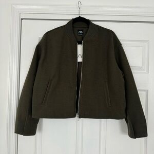 NWT Zara olive green bomber jacket